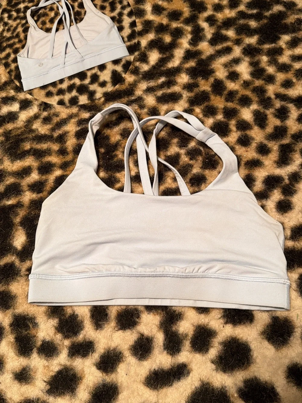 lululemon athletica Light Gray Strappy Sports Bra